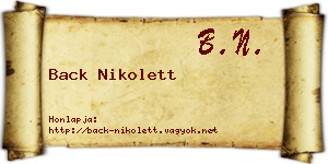 Back Nikolett névjegykártya